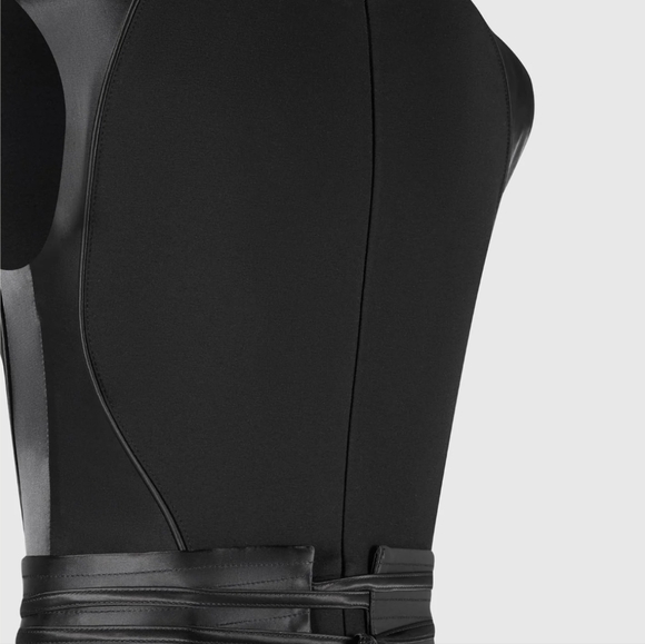 Maniére De Voir Satin Contour Flared Jumpsuit (US 10) Black - Picture 8 of 11